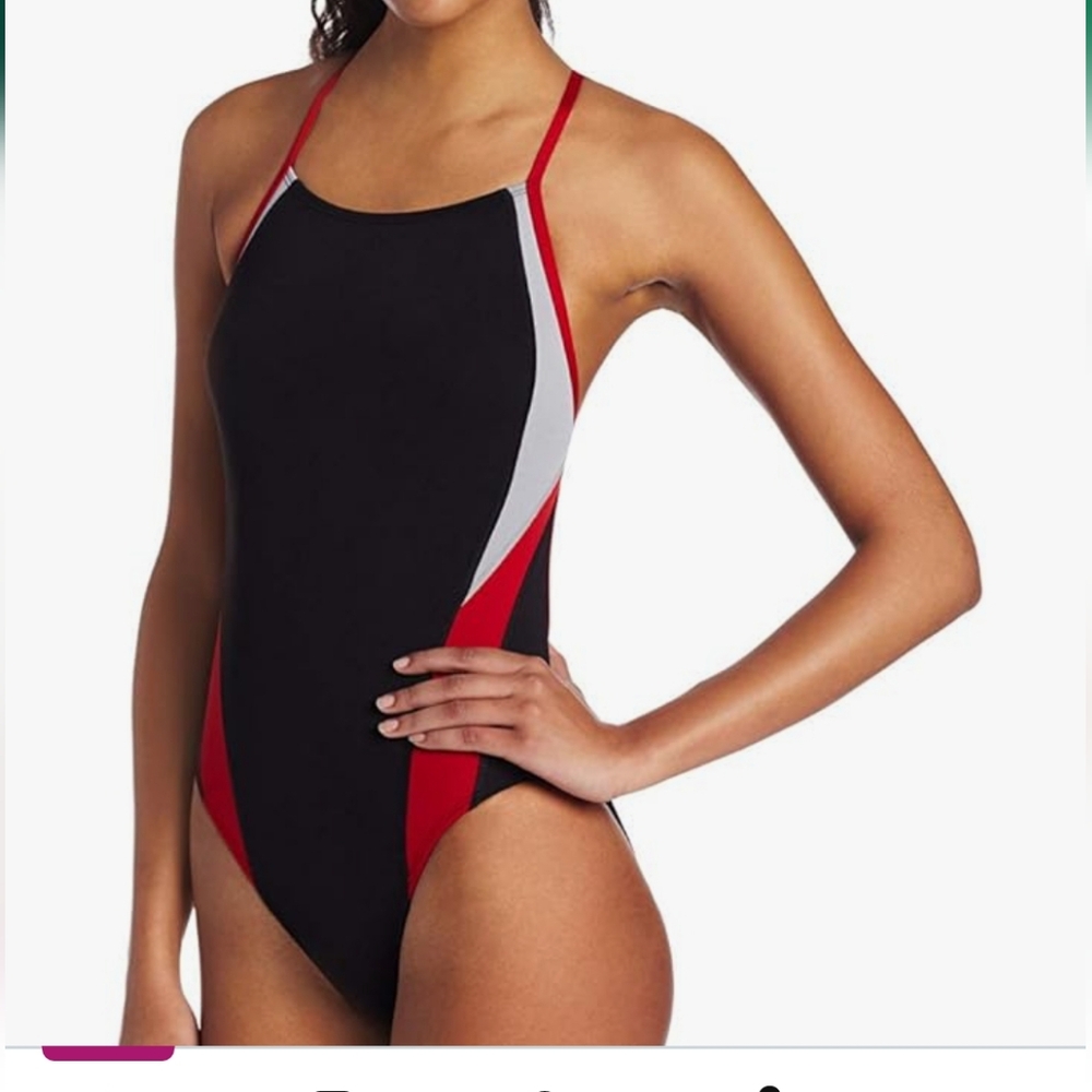 Speedo black swimsuit size 28 adult team colors